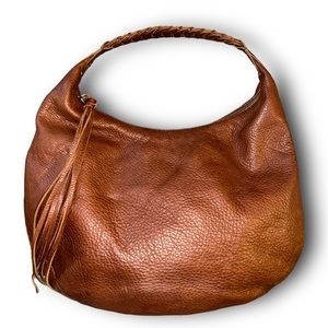 Banana Republic • Pebbled Leather Hobo Bag, Braided Strap, Brown, EUC